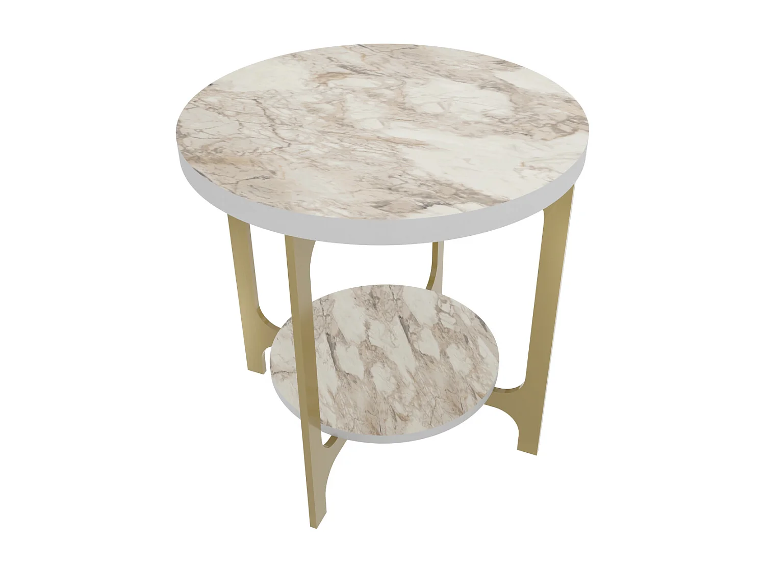 Decorotika Versy 50 cm Round Side End Table with Metal Frame and 2-tier