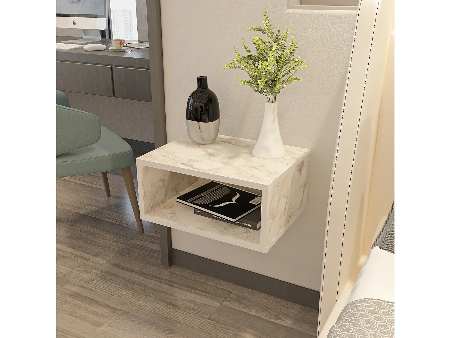 Decorotika Dora Floating Nightstand - 45 cm W x 21.1 cm H x 35 cm D