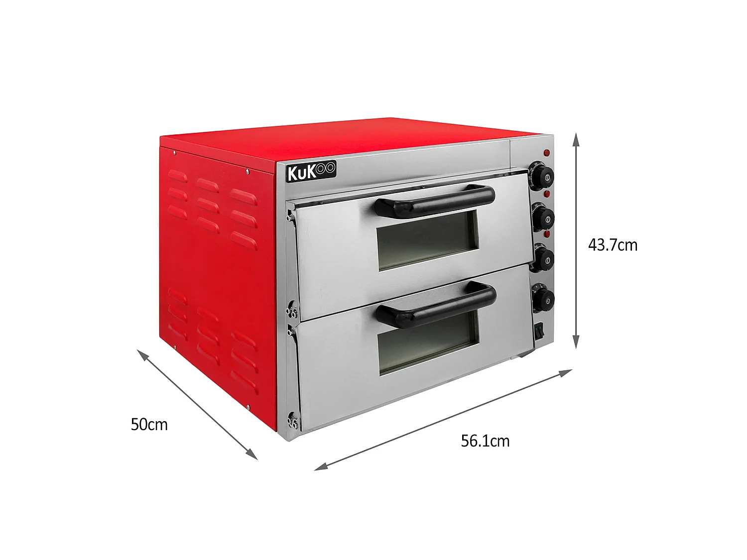 KuKoo Elektrische Pizza Oven Twee Kamers