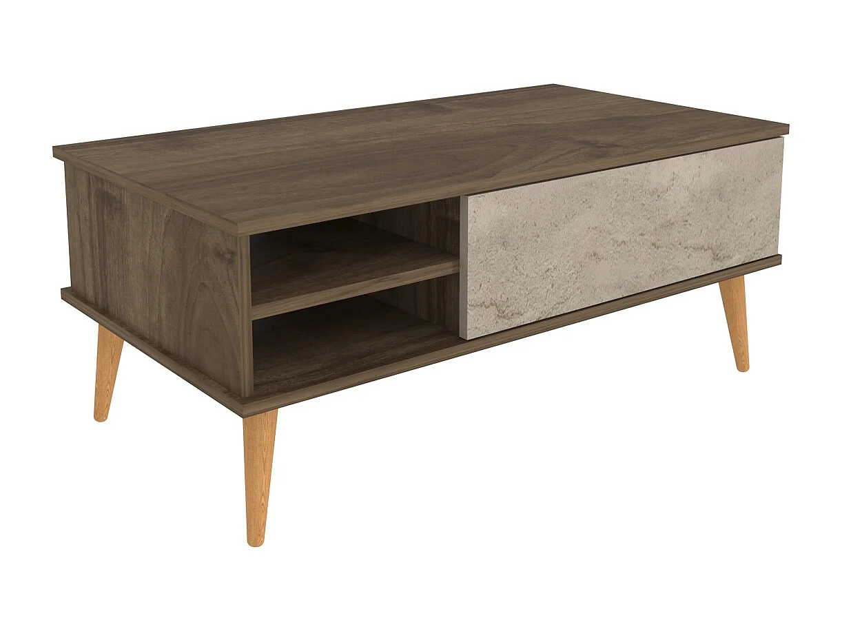 Decorotika Como Coffee Table with Open Shelves and Cabinet - 110 cm W x 46 cm H x 60 cm D