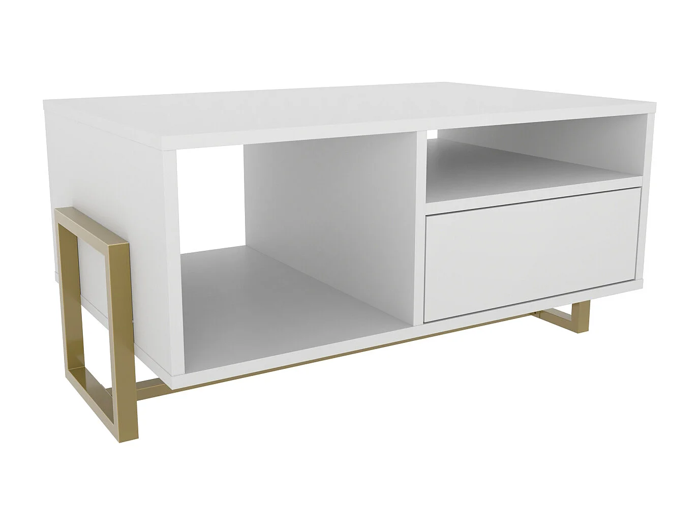 Decorotika Utopia 90 cm Rectangular Coffee Table with Open Shelves and Cabinet