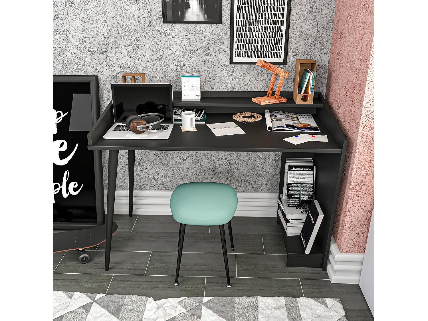 Decorotika Vanessa 121 cm Study Desk with Wooden Legs