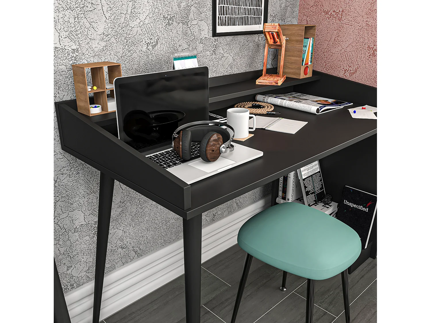 Decorotika Vanessa 121 cm Study Desk with Wooden Legs