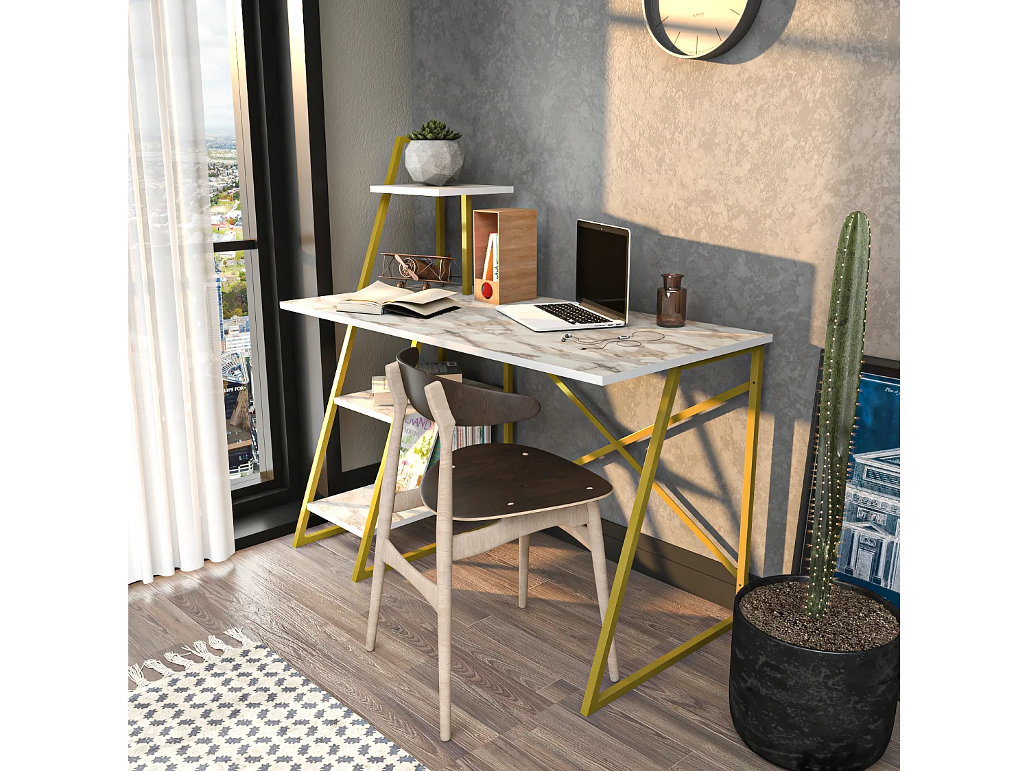 Decorotika Admira Metal Leg Writing Study Work Desk Workstation
