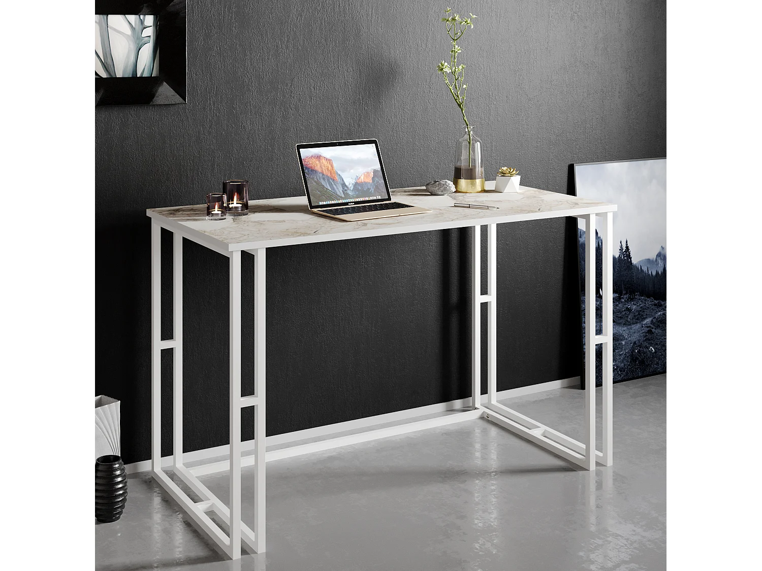 Decorotika Alfa Computer Desk with Metal Legs - H 75 cm x W 20 cm x D 60 cm