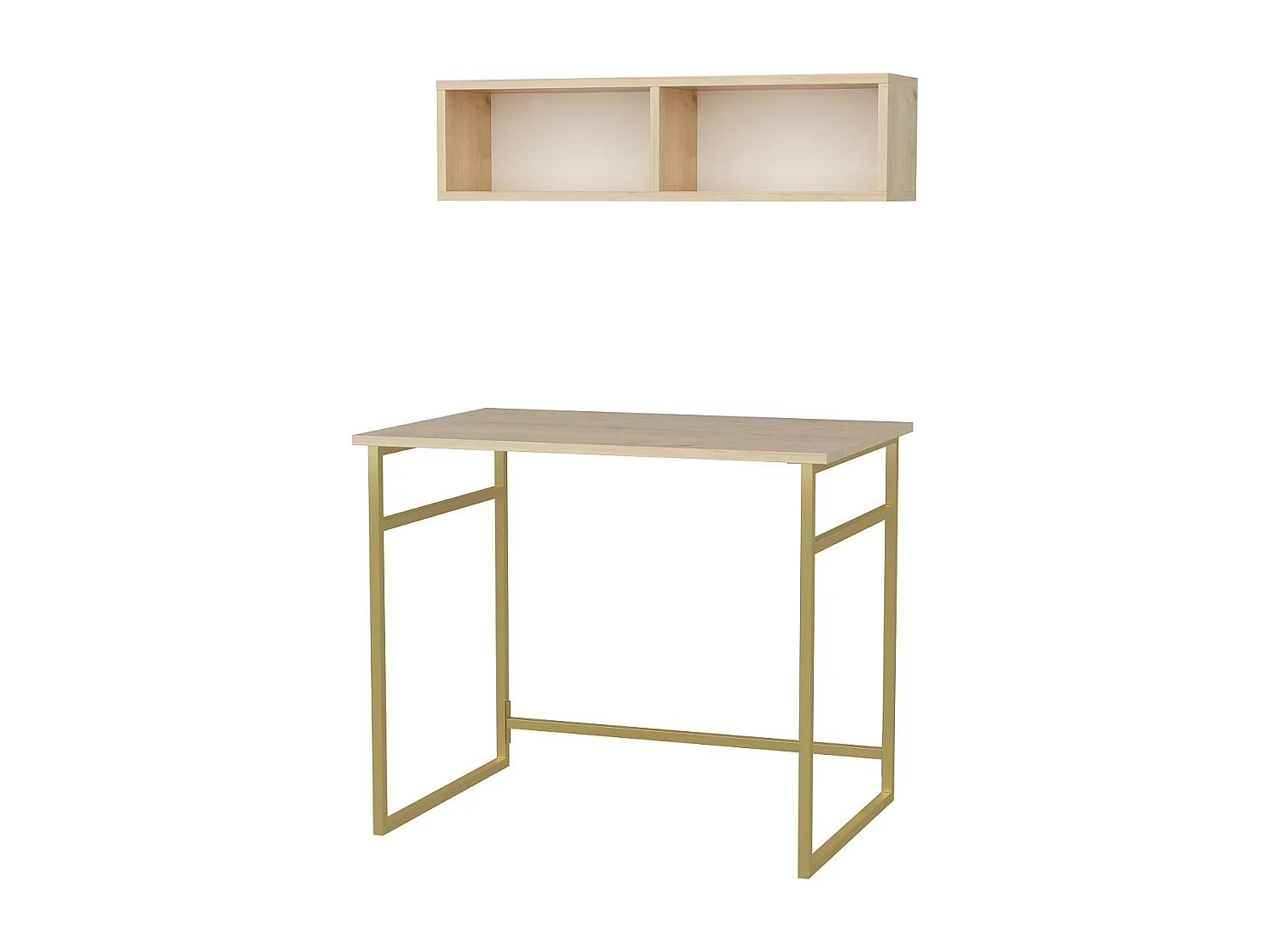 Decorotika Hussum Metal Frame Computer Desk with Wall Shelf - 90 cm W x 75 cm H x 60 cm D
