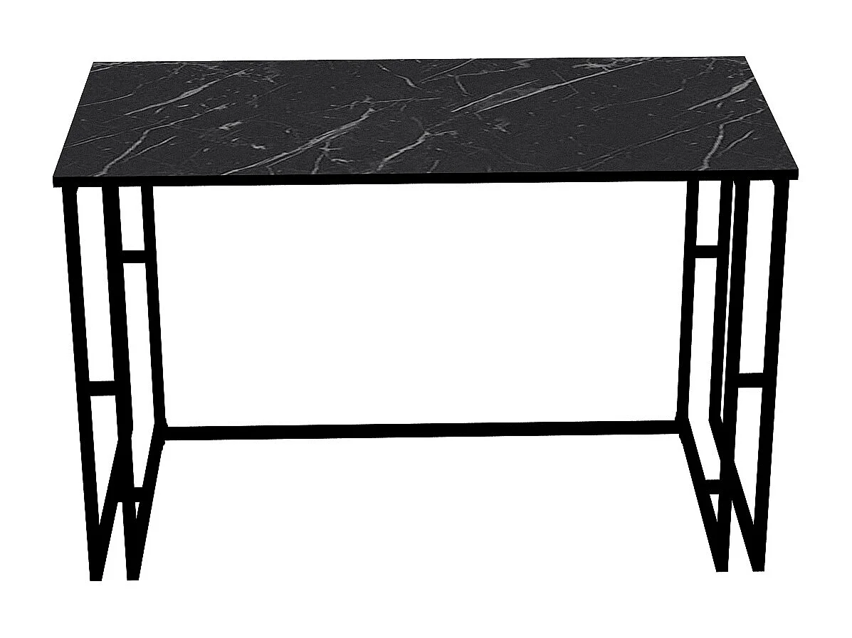 Decorotika Alfa Computer Desk with Metal Legs - H 75 cm x W 20 cm x D 60 cm (Black and Black Marble Effect)