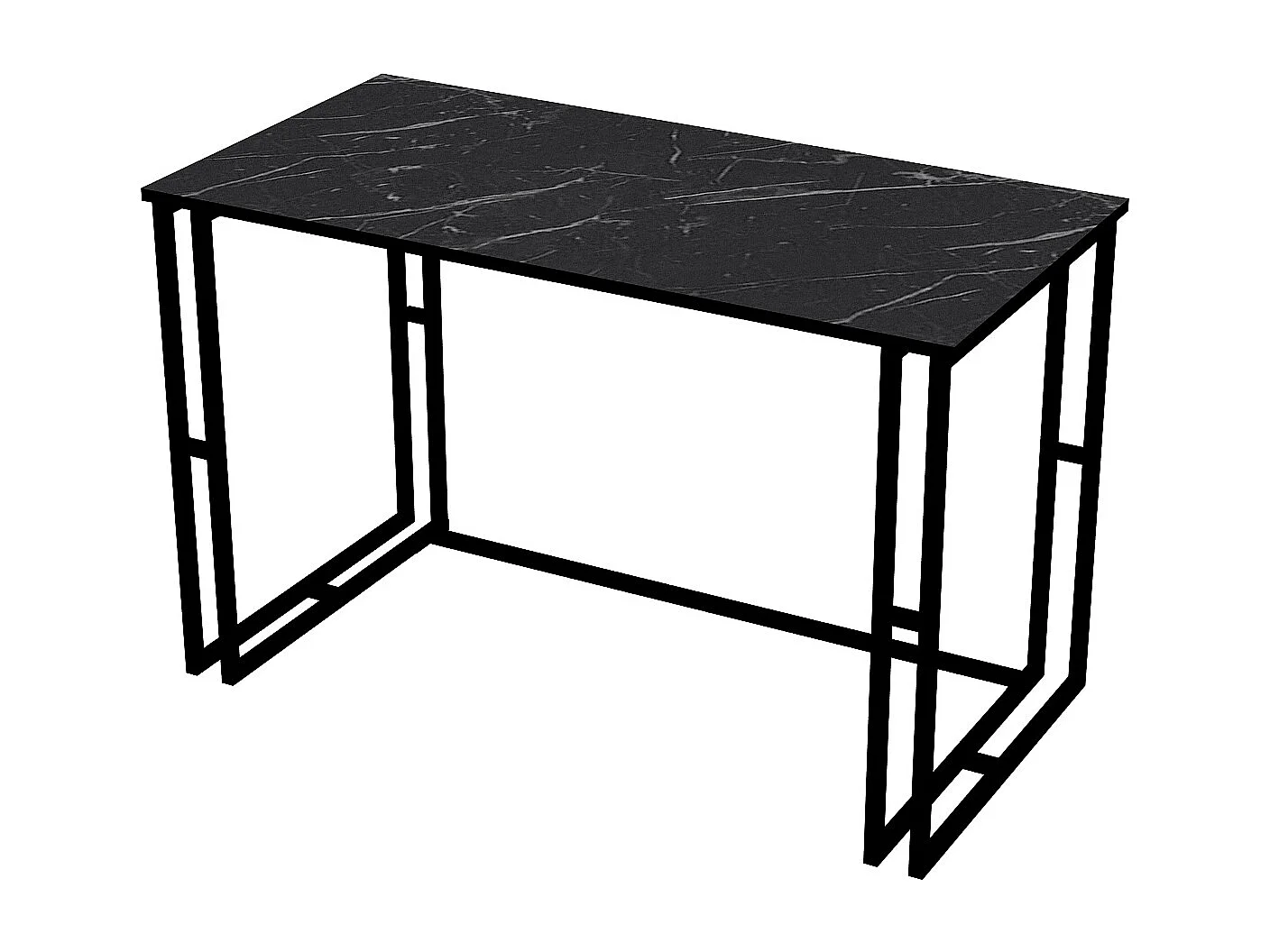 Decorotika Alfa Computer Desk with Metal Legs - H 75 cm x W 20 cm x D 60 cm (Black and Black Marble Effect)