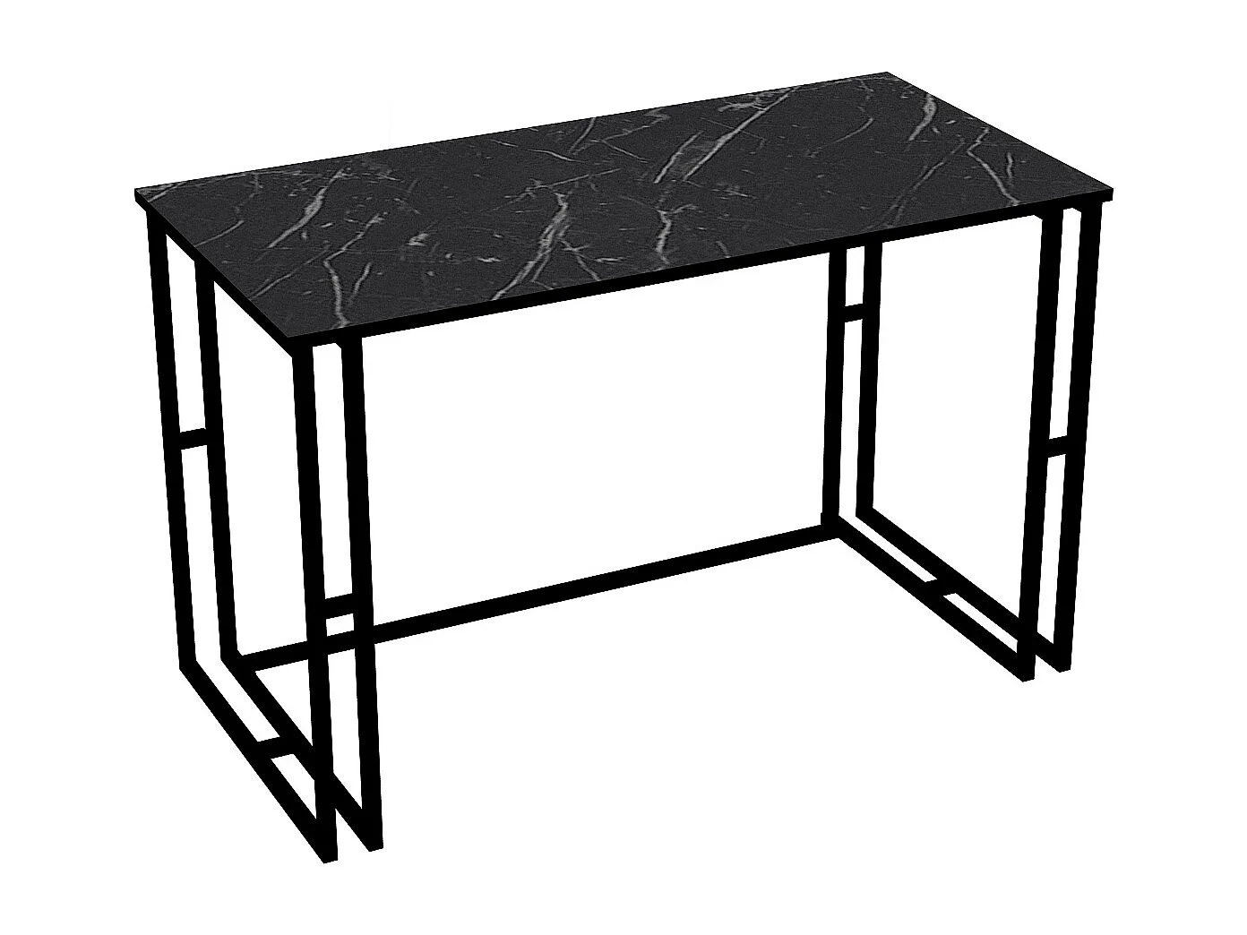Decorotika Alfa Computer Desk with Metal Legs - H 75 cm x W 20 cm x D 60 cm (Black and Black Marble Effect)