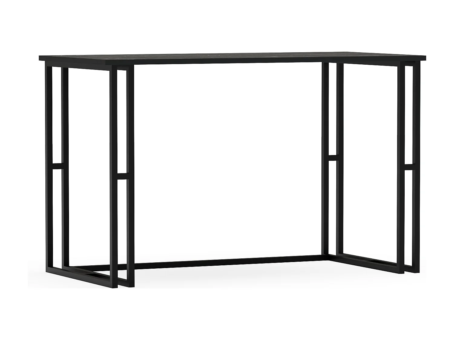 Decorotika Alfa Computer Desk with Metal Legs - H 75 cm x W 20 cm x D 60 cm (Black and Black Marble Effect)