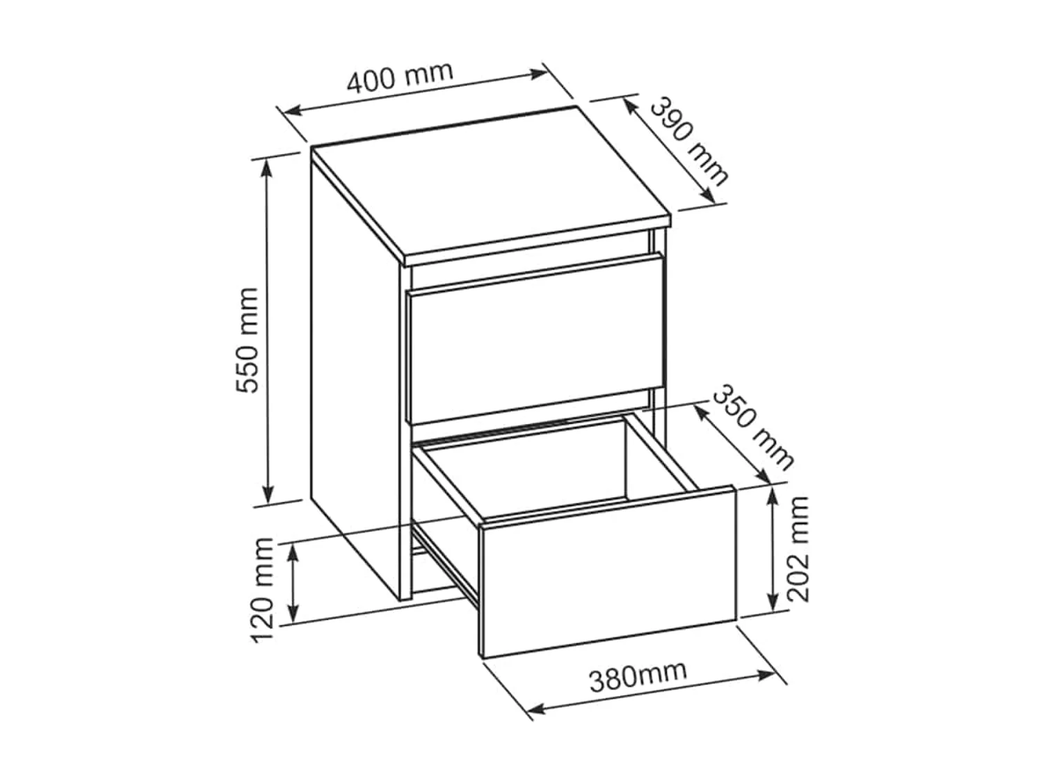 MebLocker Table de Chevet Blanc 40x39x55cm - Chevet de Lit pour la Chambre à Coucher - Moderne Table de Nuit - Decoration Chambre Adulte - Petit Meuble