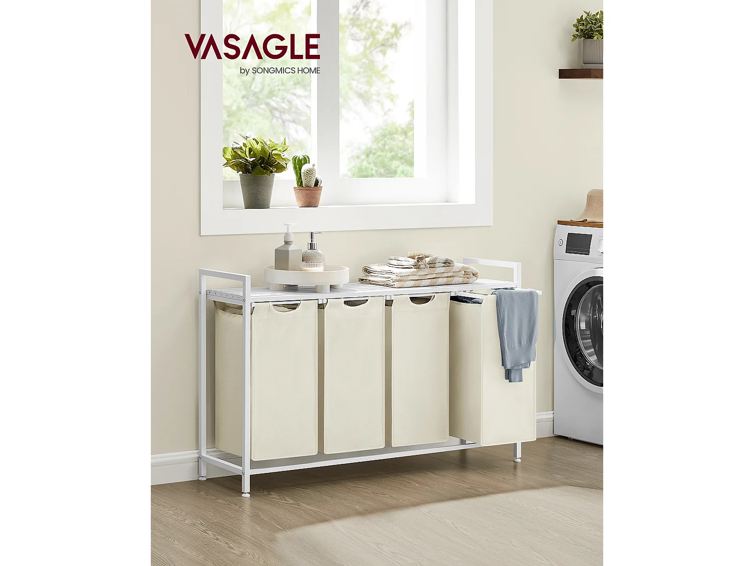 Wasmand 116x33x72 cm wit