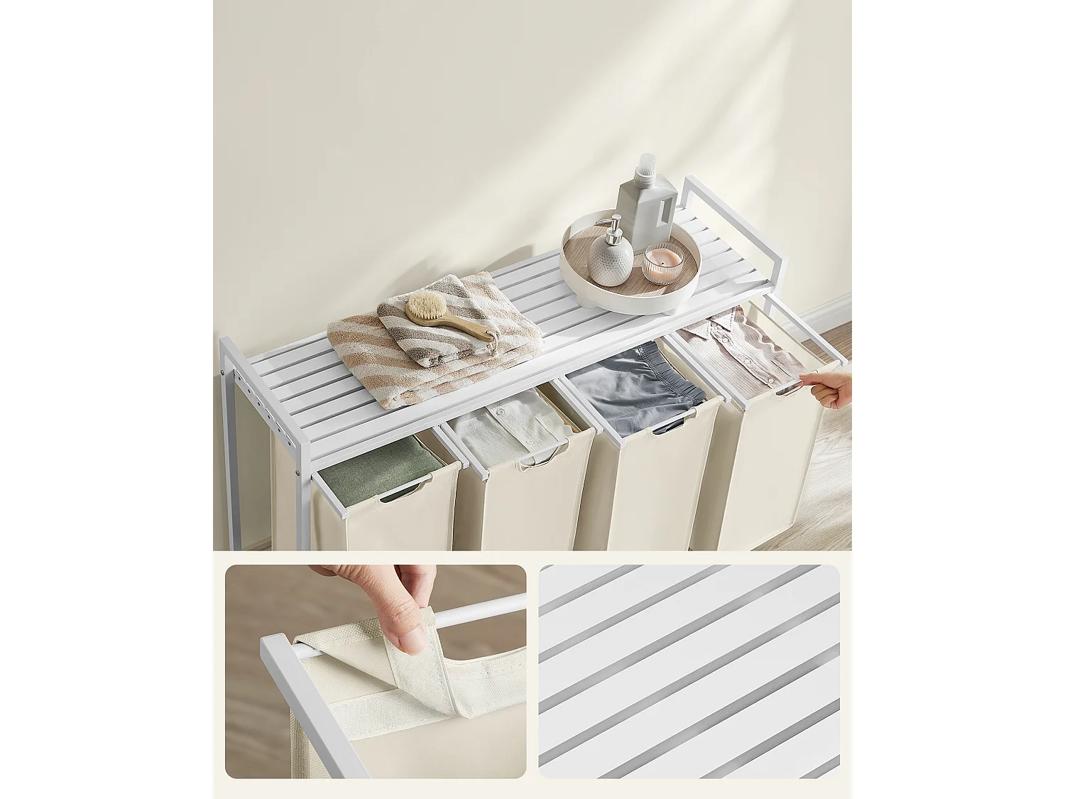 Wasmand 116x33x72 cm wit