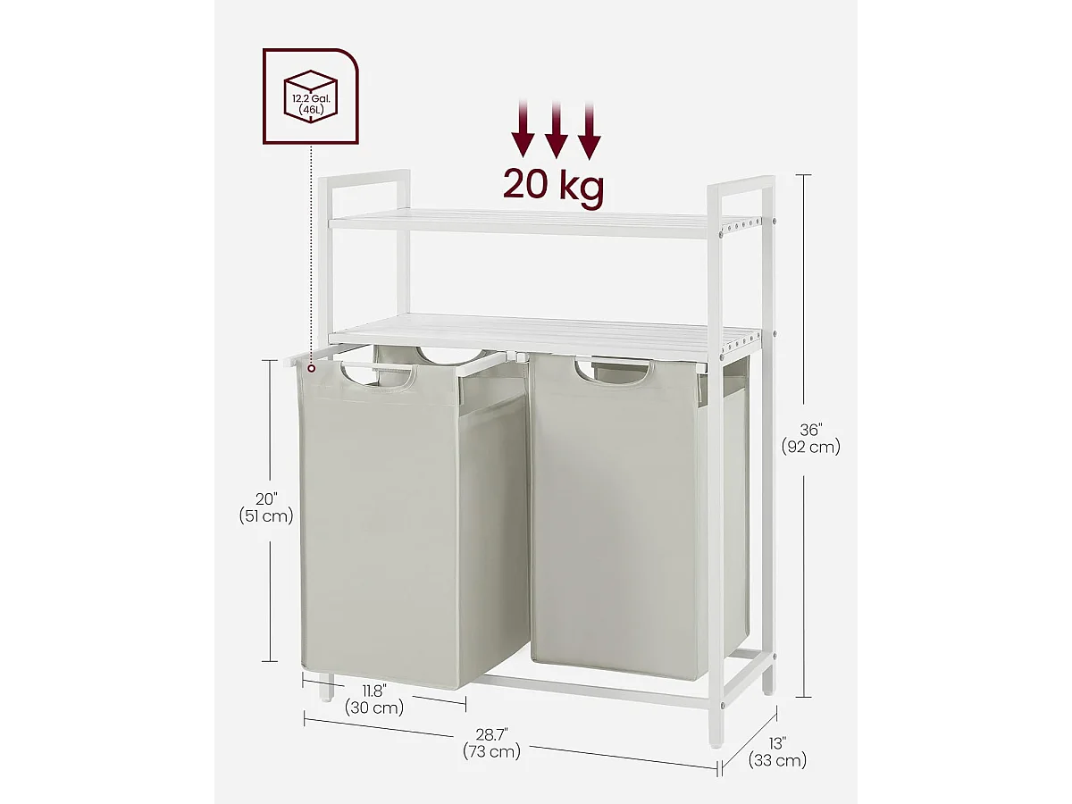 Witte wasmand, 73 x 33 x 92 cm