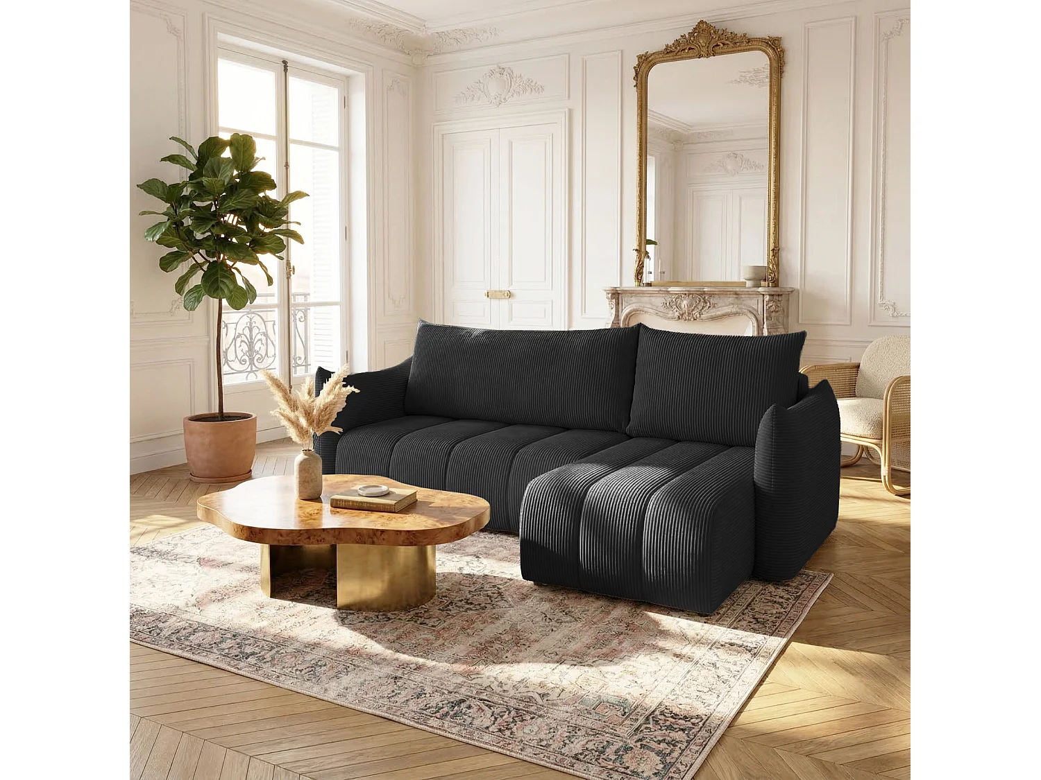 Narożnik uniwersalny z funkcją spania Flo Mini, Poso czarny (135)