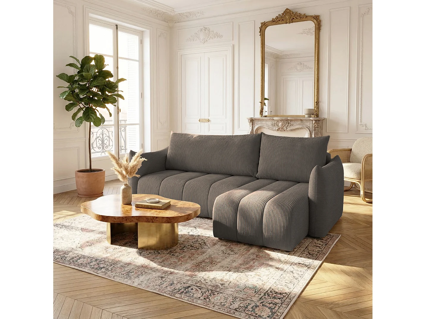 Narożnik uniwersalny z funkcją spania Flo Mini, Poso brązowy (04)