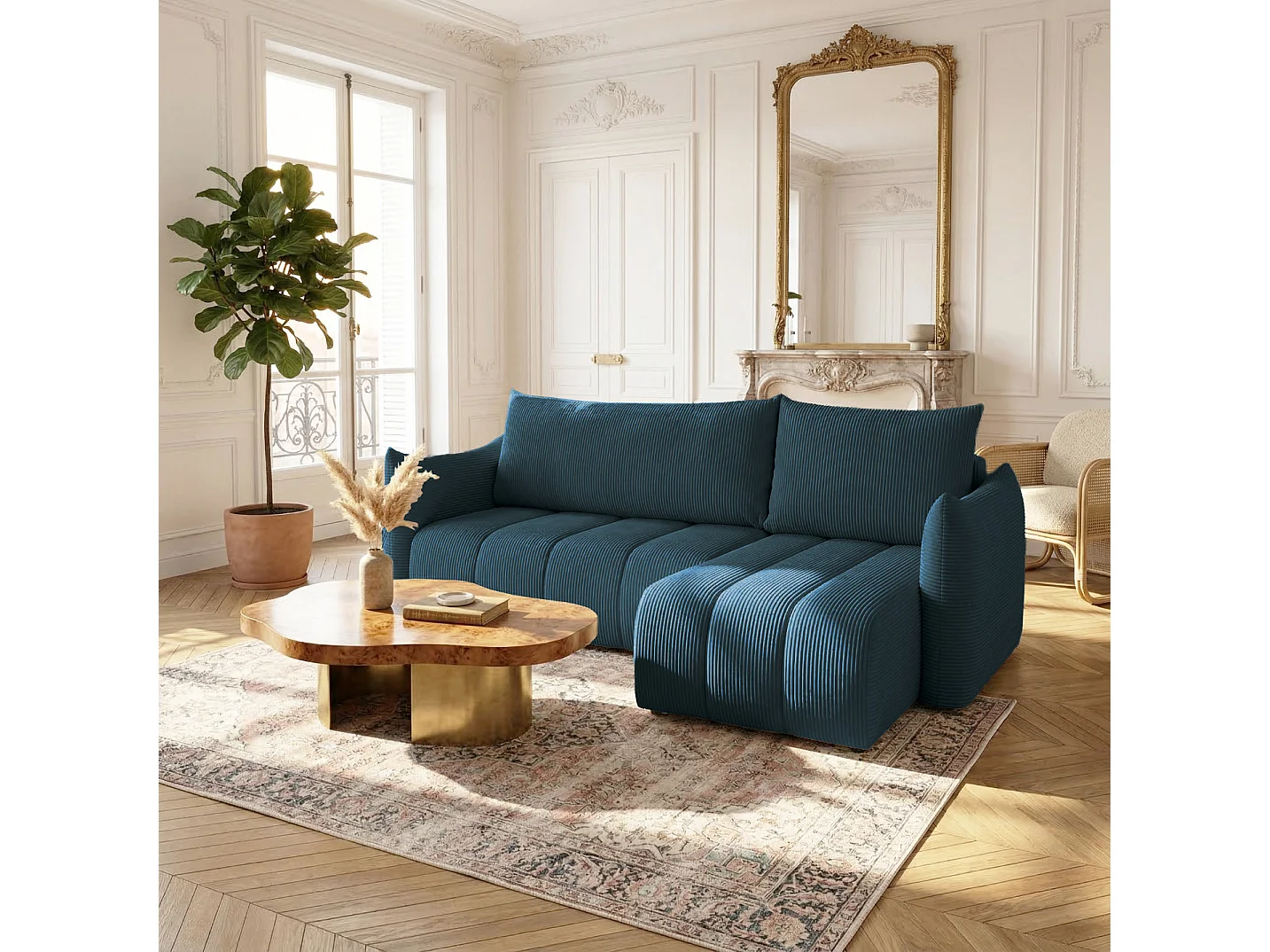 Narożnik uniwersalny z funkcją spania Flo Mini, Poso granatowy (05)