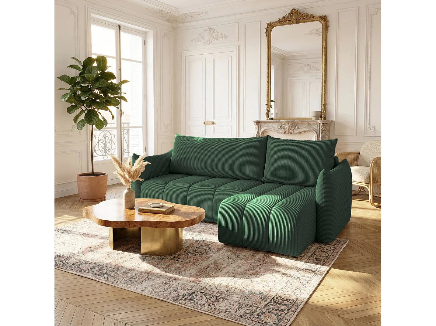 Narożnik uniwersalny z funkcją spania Flo Mini, Poso ciemnozielony (14)