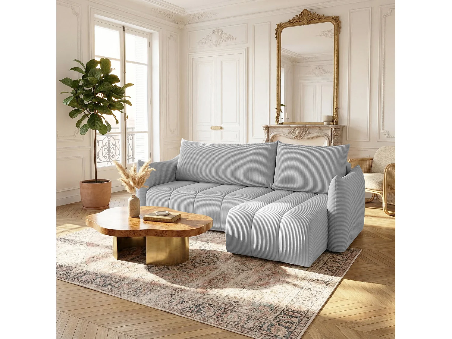 Narożnik uniwersalny z funkcją spania Flo Mini, Poso jasnoszary (55)