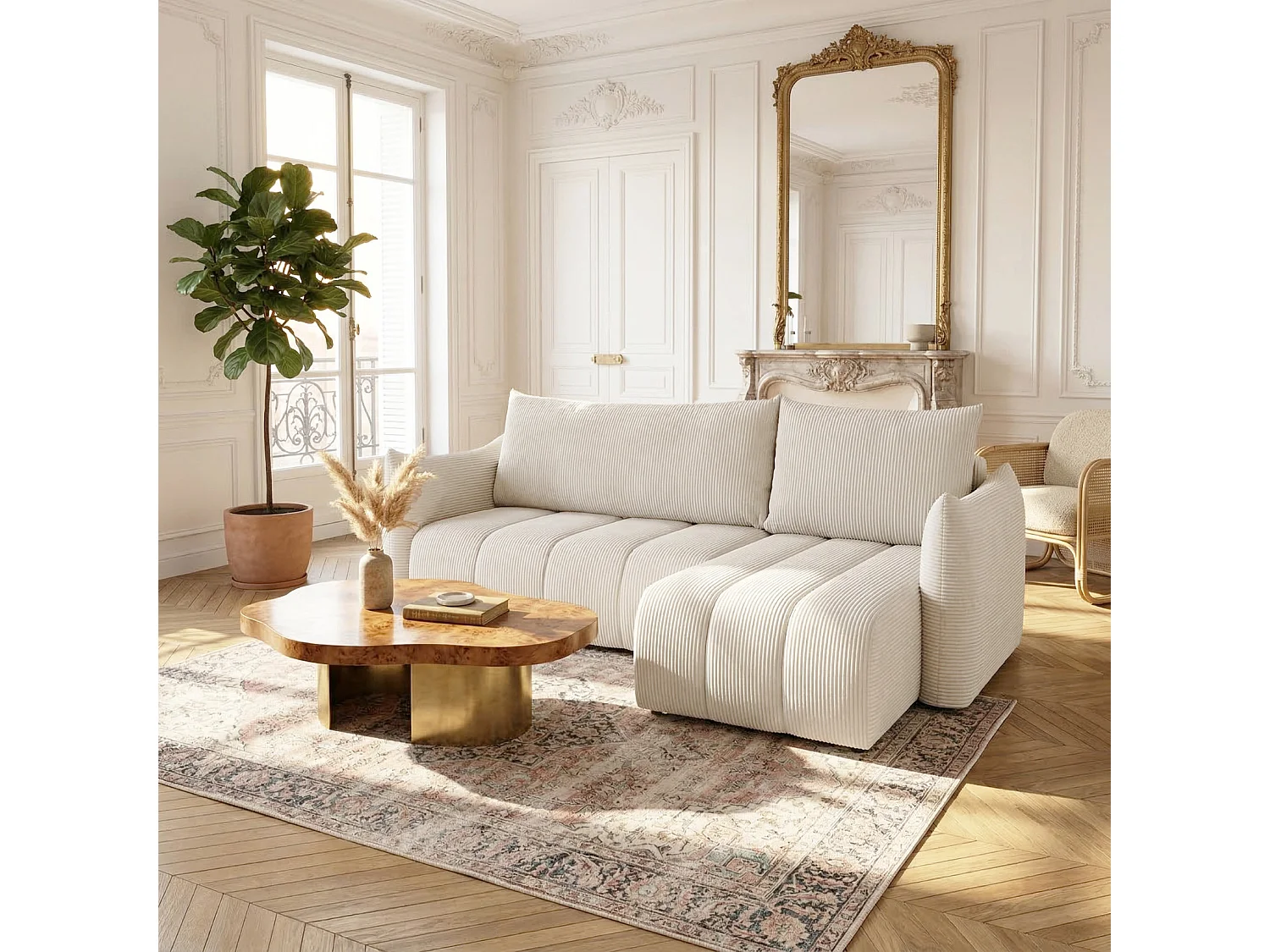 Narożnik uniwersalny z funkcją spania Flo Mini, Poso beż (100)