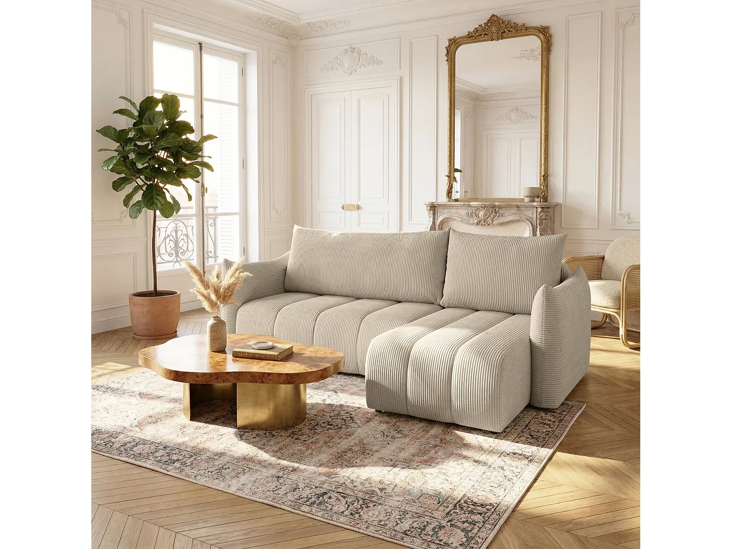 Narożnik uniwersalny z funkcją spania Flo Mini, Poso cappuccino (02)