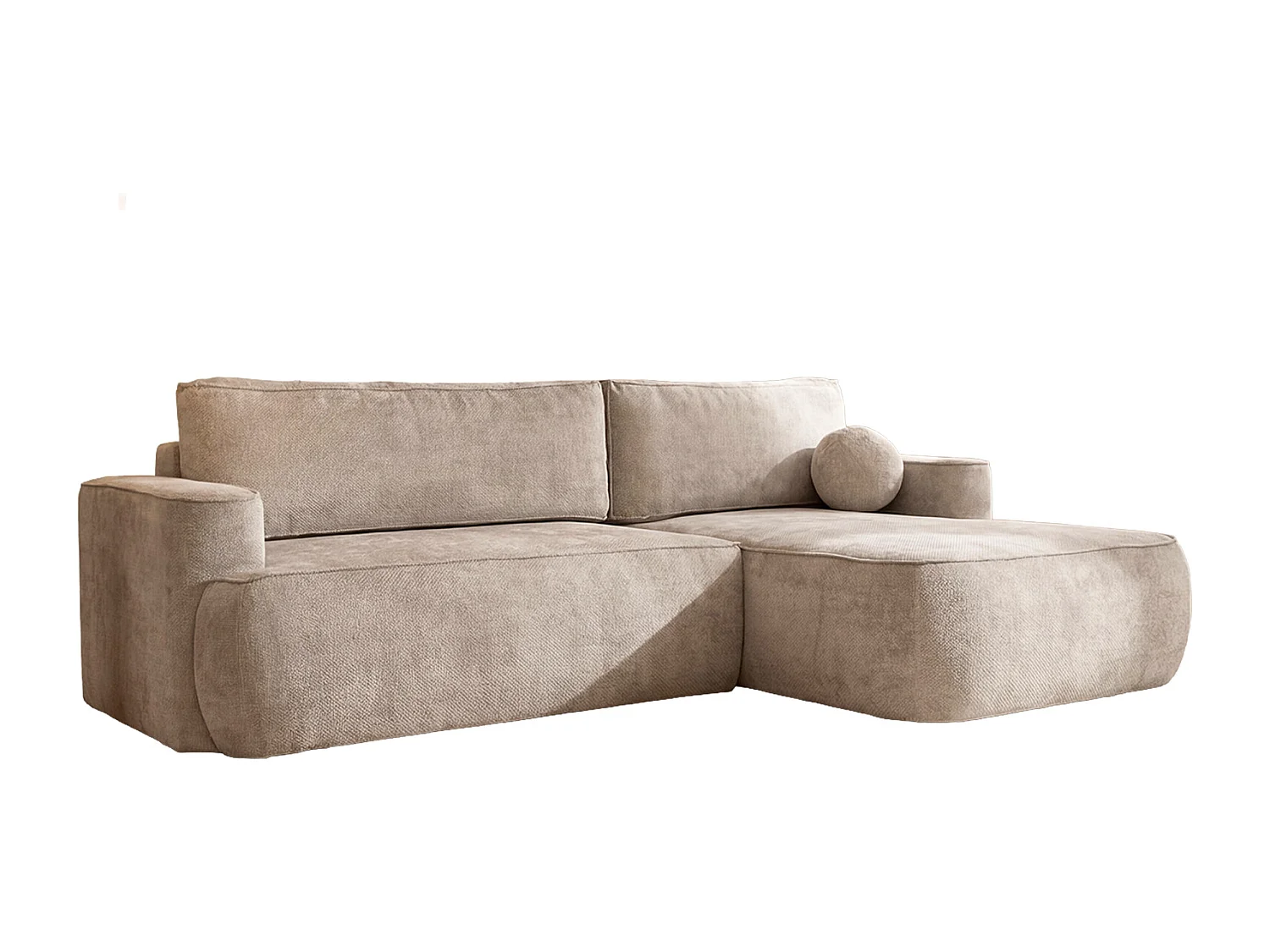 Canapé d'angle Moon, pour le salon, avec fonction couchage, Flow, gauche, beige (02)