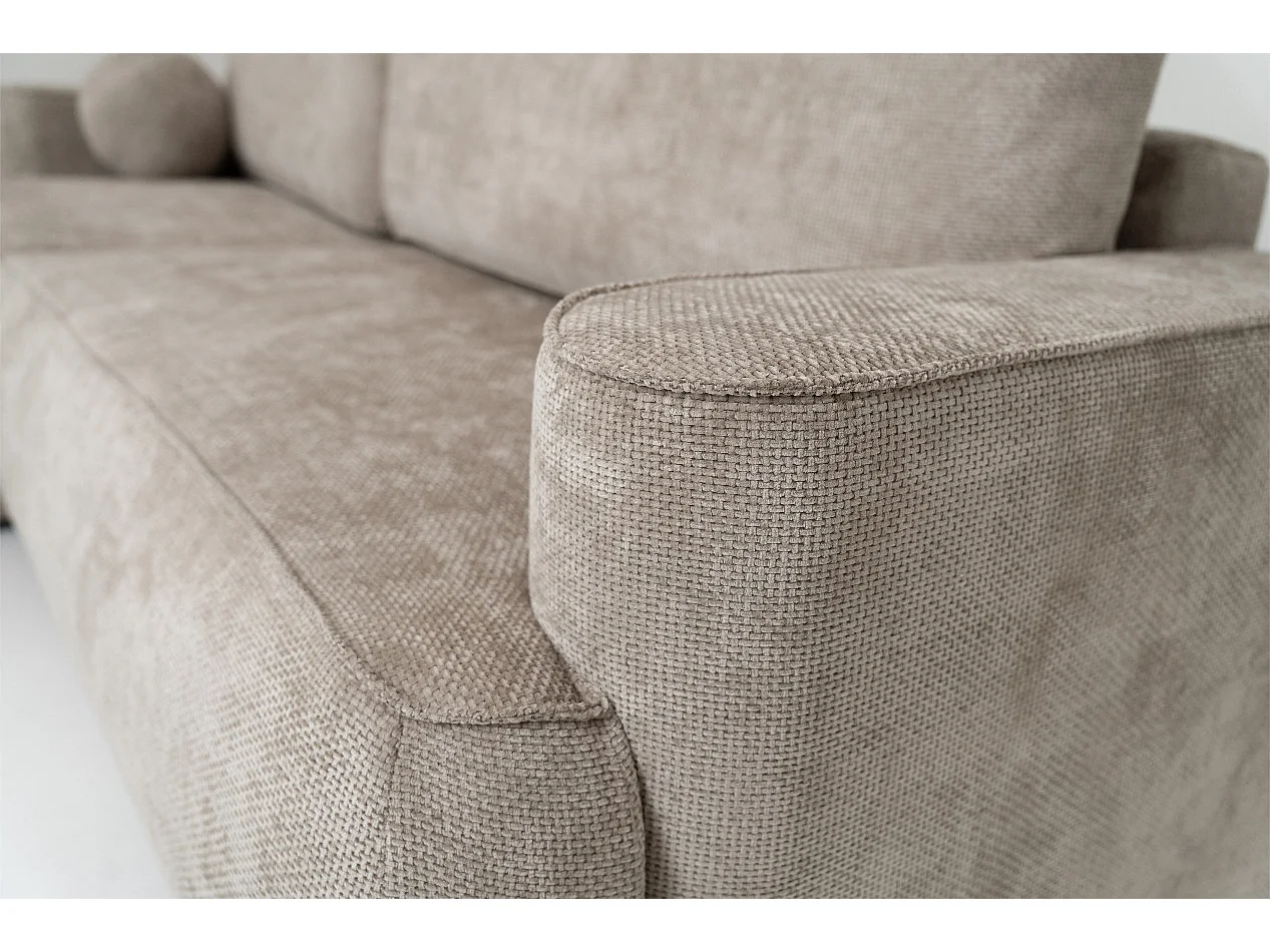 Canapé d'angle Moon, pour le salon, avec fonction couchage, Flow, gauche, beige (02)