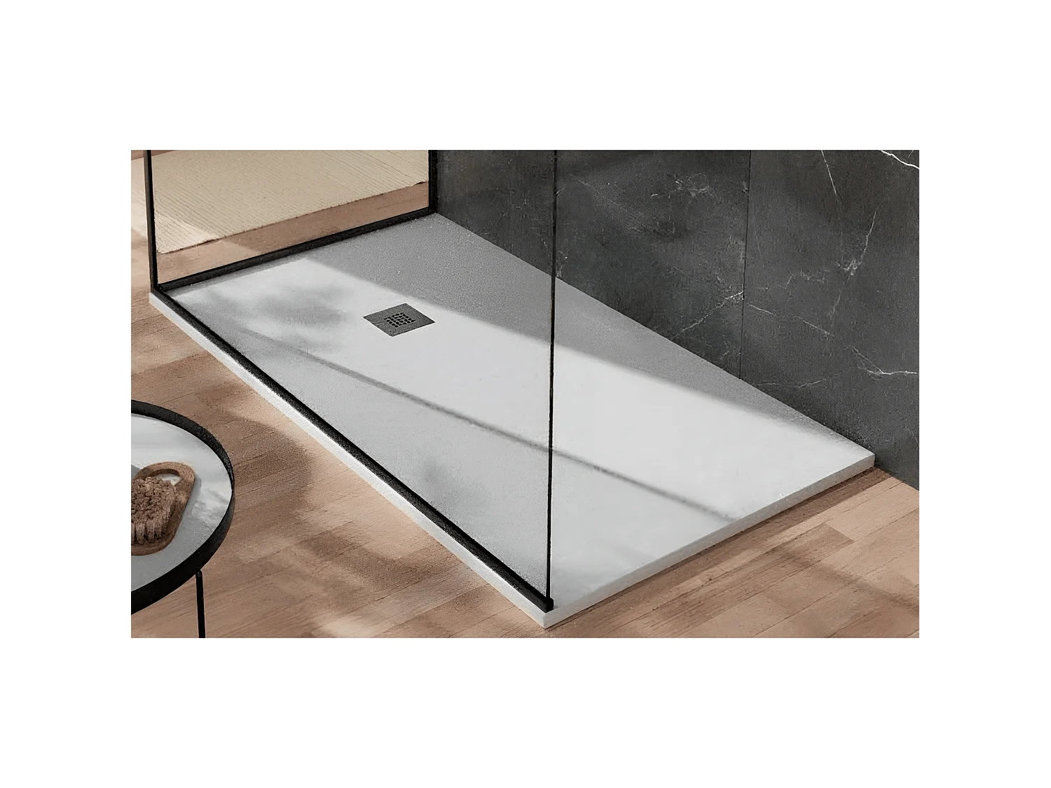 Plato de ducha pizarra OPTIMA  negro  70x180 rejilla acero inox.