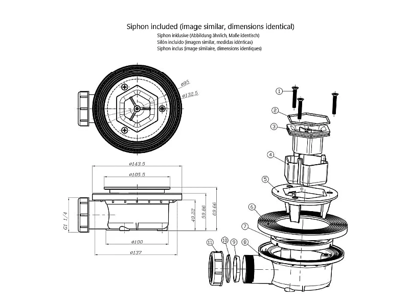 OPTIMA Extra flache Mineralguss-Duschwanne  4 Farben Graphit RAL 7016 75x150  Ablaufschutz in Chrom