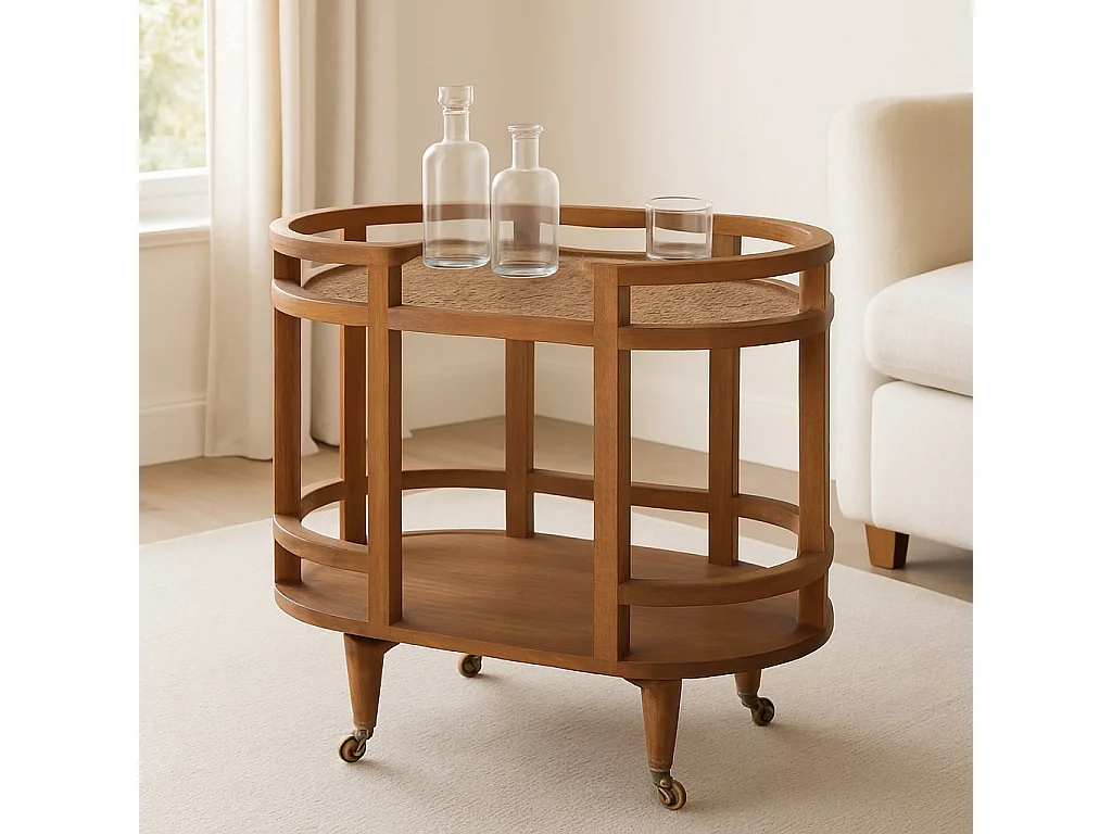 Artisan Furniture Solid Wood Saffron Rattan Butler Table