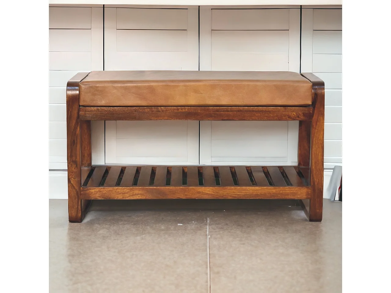 Artisan Furniture Solid Wood Buffalo Slatted Hallway Bench