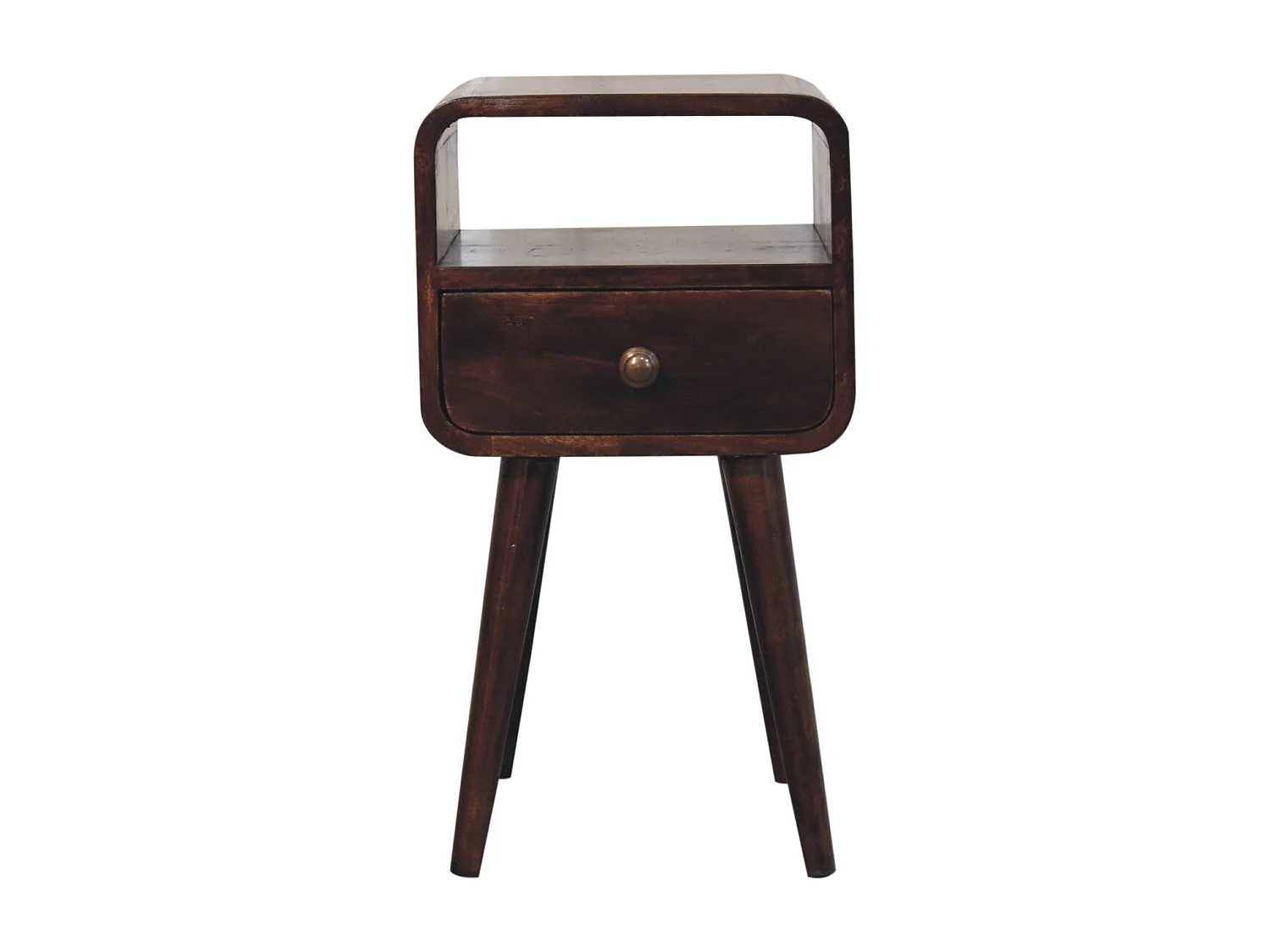 Artisan Furniture Solid Wood Mini California Walnut Curved Bedside with Open Slot