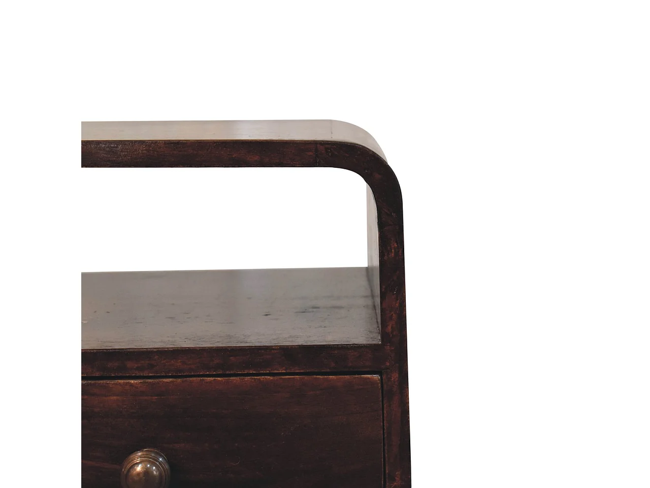 Artisan Furniture Solid Wood Mini California Walnut Curved Bedside with Open Slot