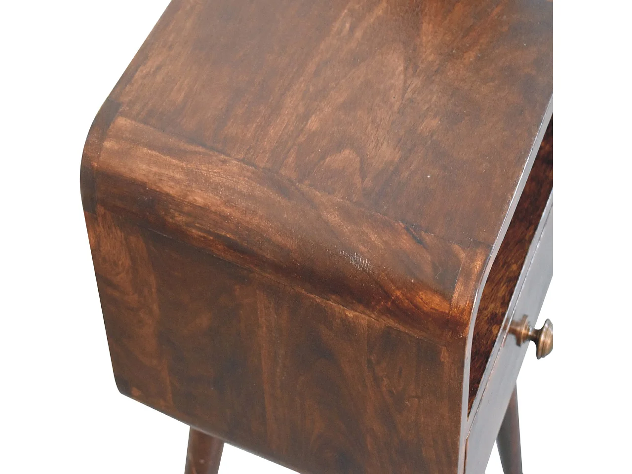 Artisan Furniture Solid Wood Mini California Walnut Curved Bedside with Open Slot