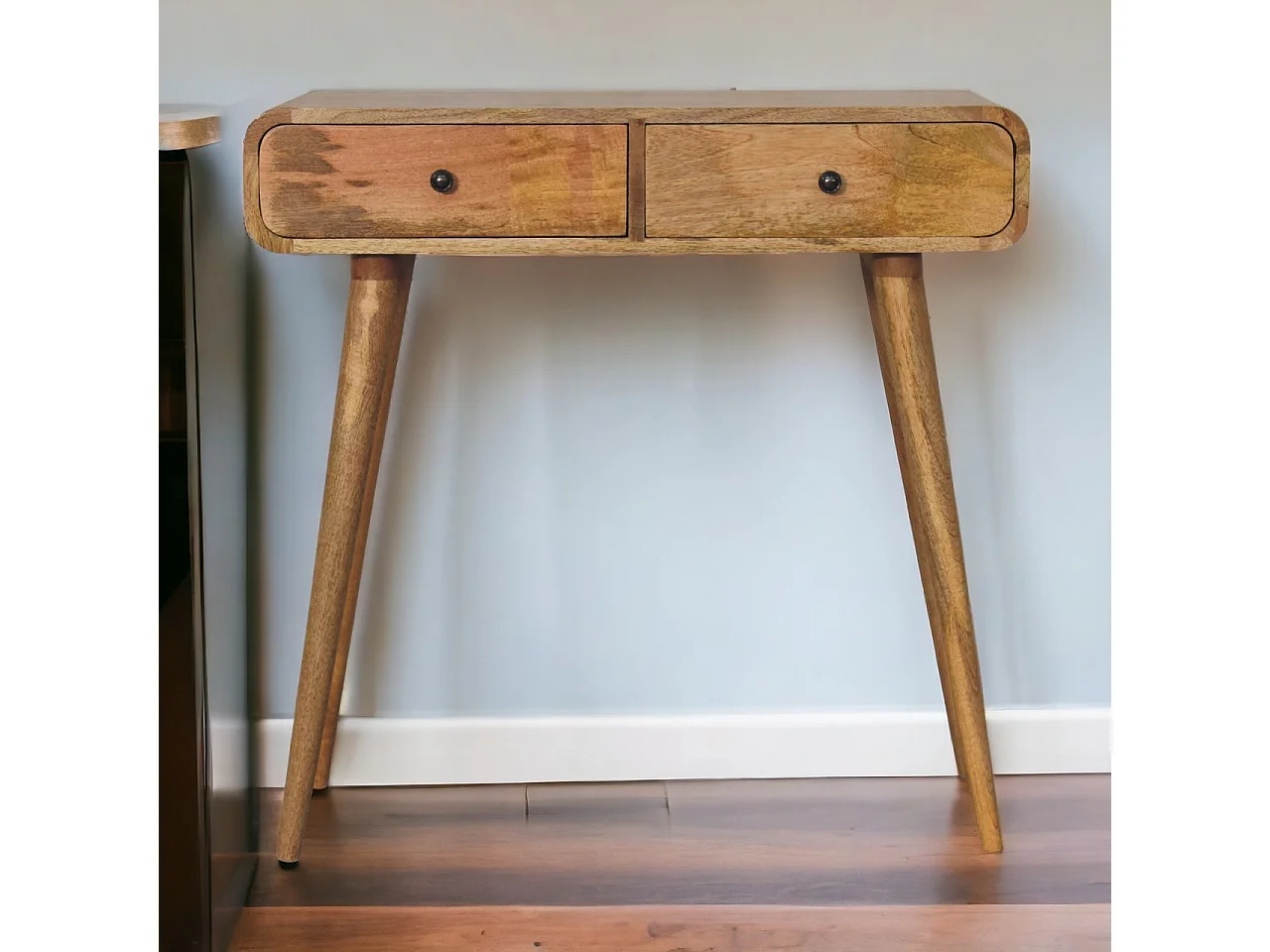 Artisan Furniture Solid Wood Oak-ish Curved Hallway Table
