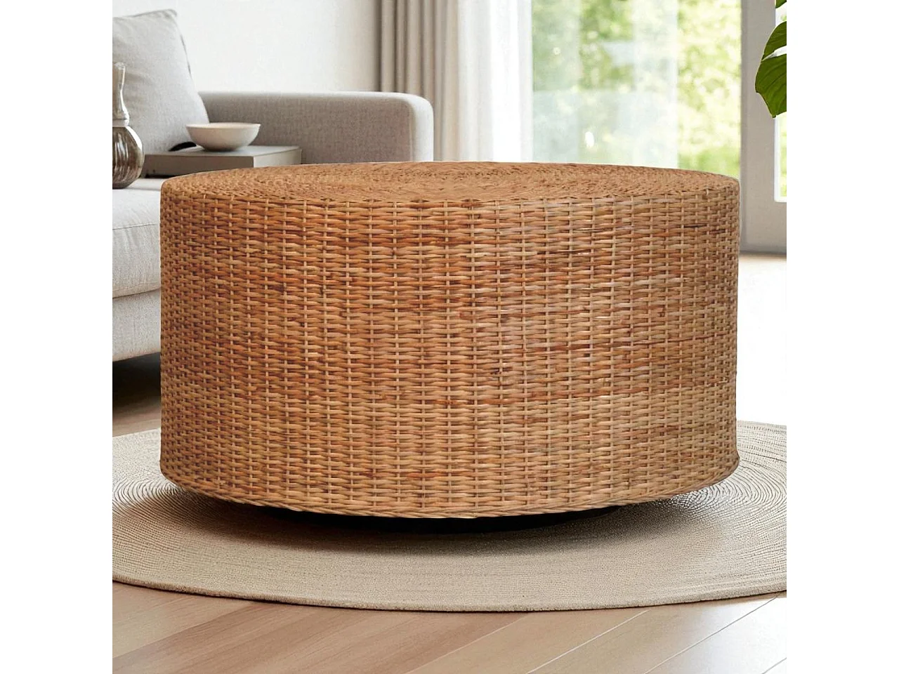 Artisan Furniture Solid Wood Regency Round Woven Coffee Table