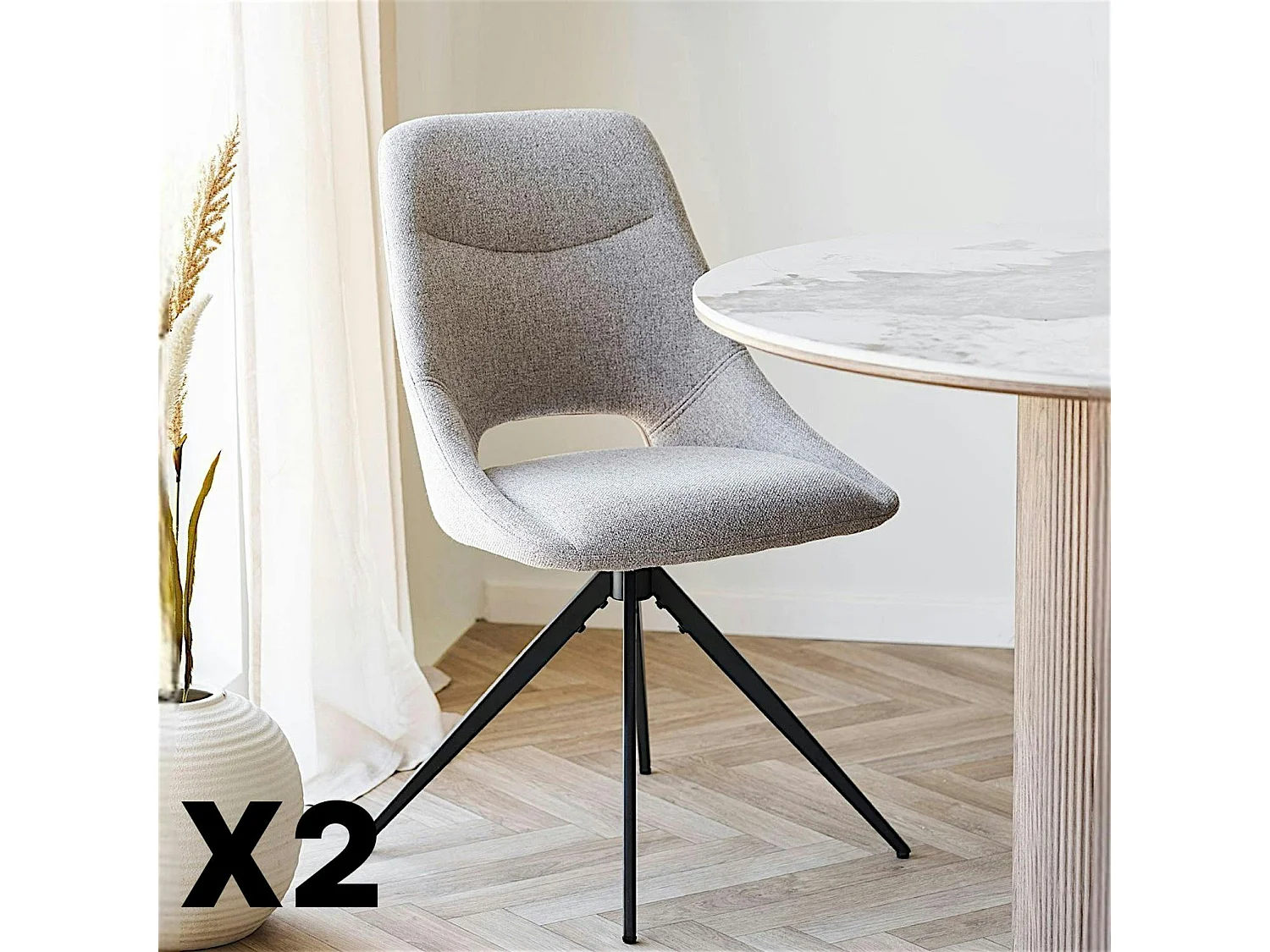 Chaise pivotante beige sable à dossier ouvert (lot de 2) BERLIN