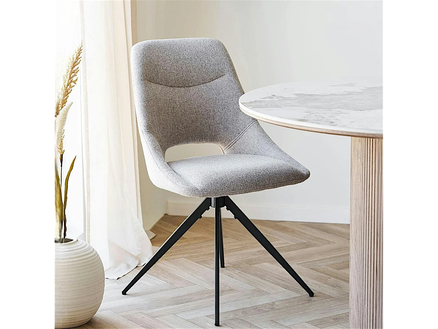 Chaise pivotante beige sable à dossier ouvert (lot de 2) BERLIN