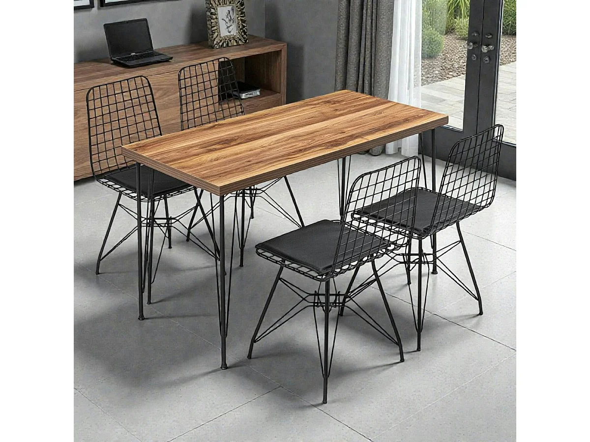 Ensemble salle à manger industrielle (5 pièces) JENA