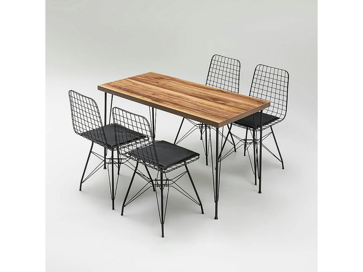 Ensemble salle à manger industrielle (5 pièces) JENA