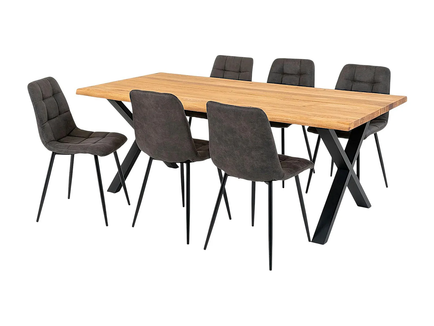 Ensemble table et chaises grises microfibre (lot de 7 pièces) SAVONE