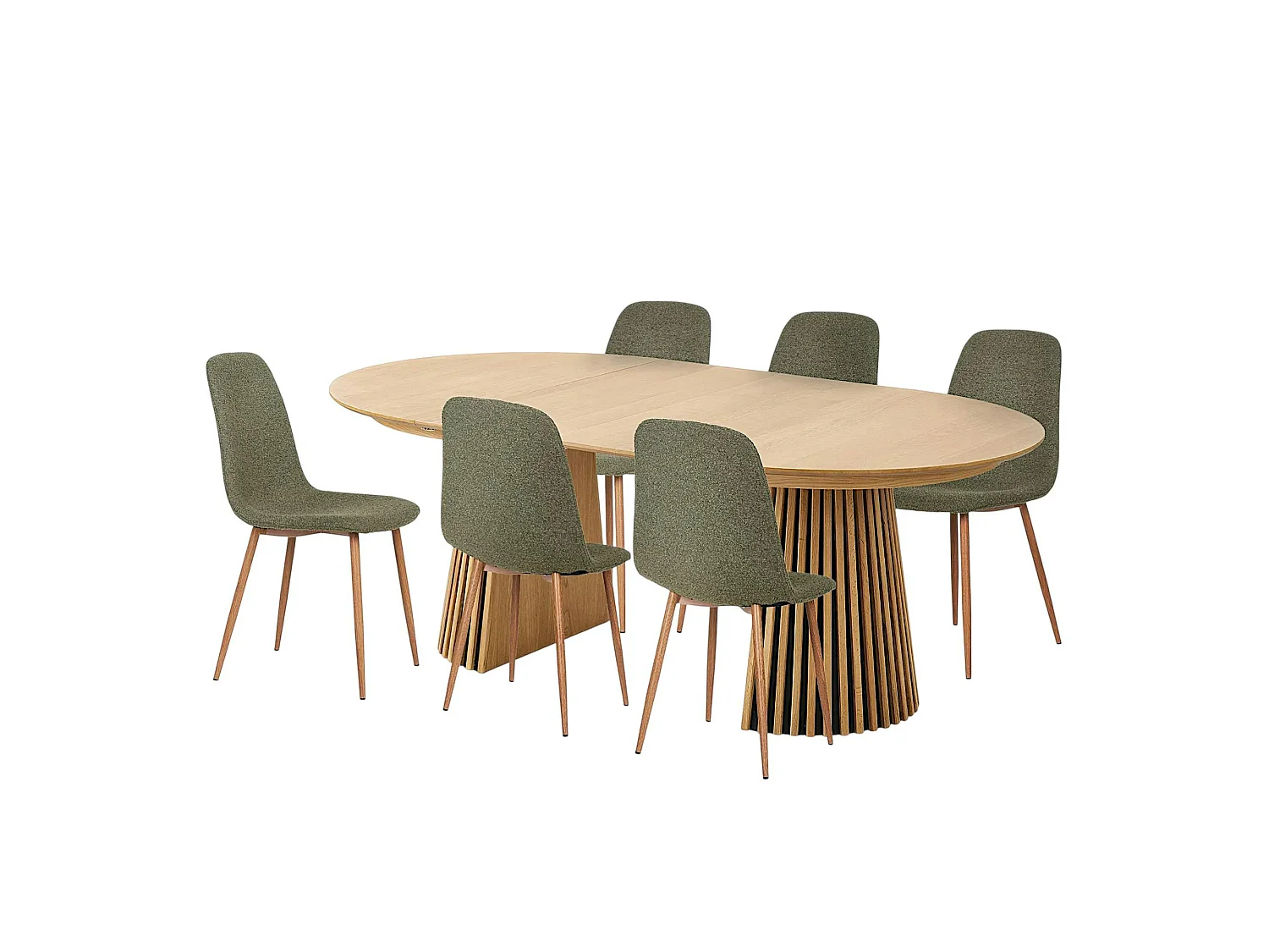 Ensemble table et chaises vertes bouclettes (lot de 9 pièces) AMSTERDAM