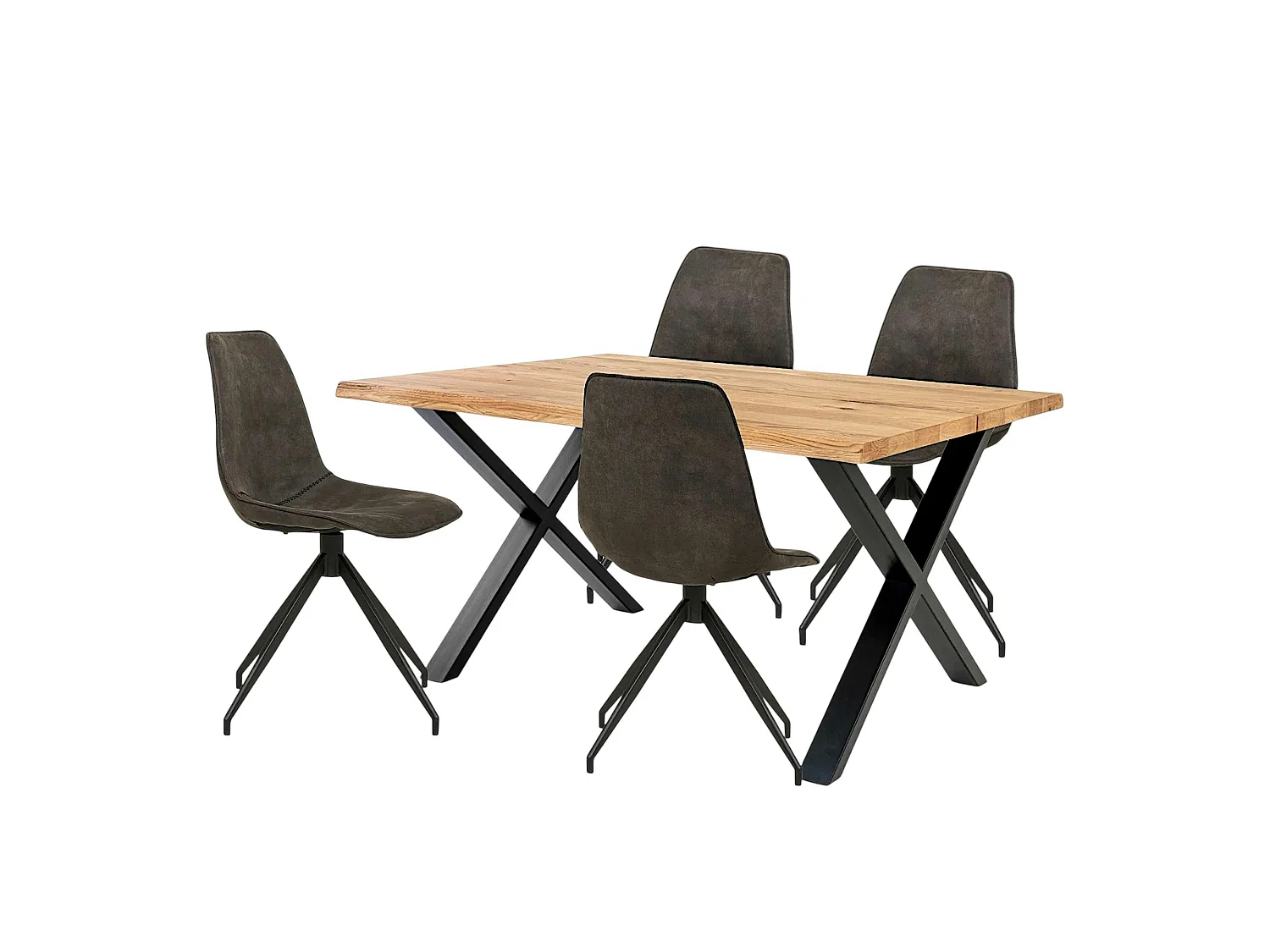Ensemble table et chaises grises microfibre (lot de 5 pièces) BERLIN