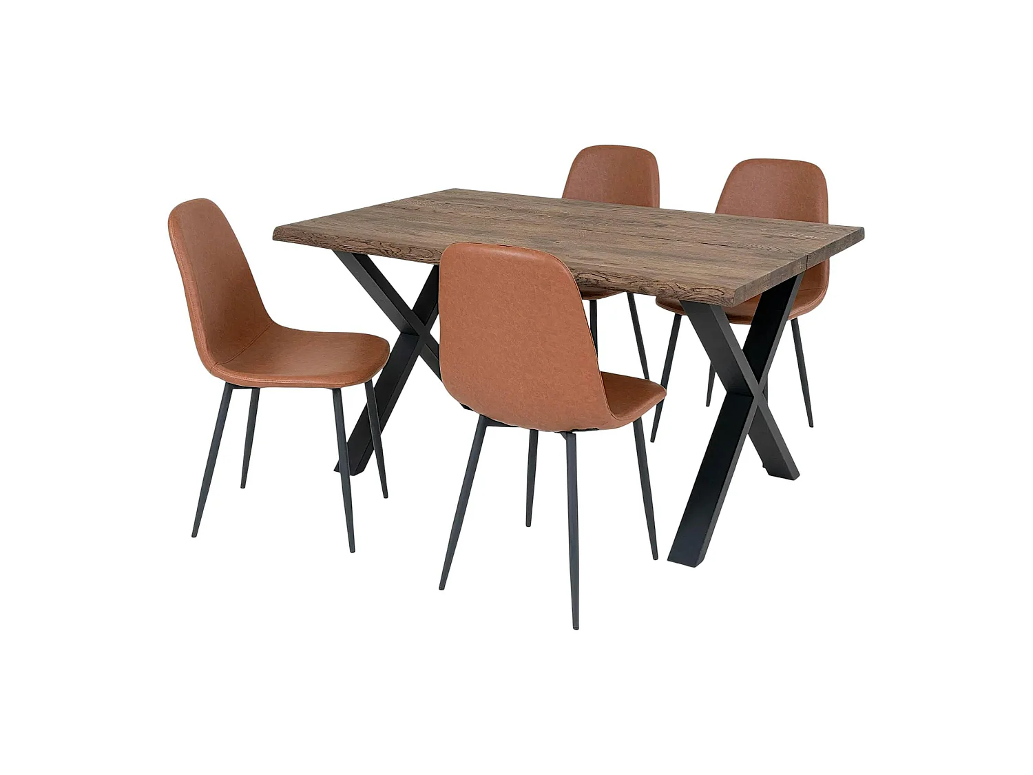 Ensemble table et chaises marron microfibre (lot de 5 pièces) SAVONE