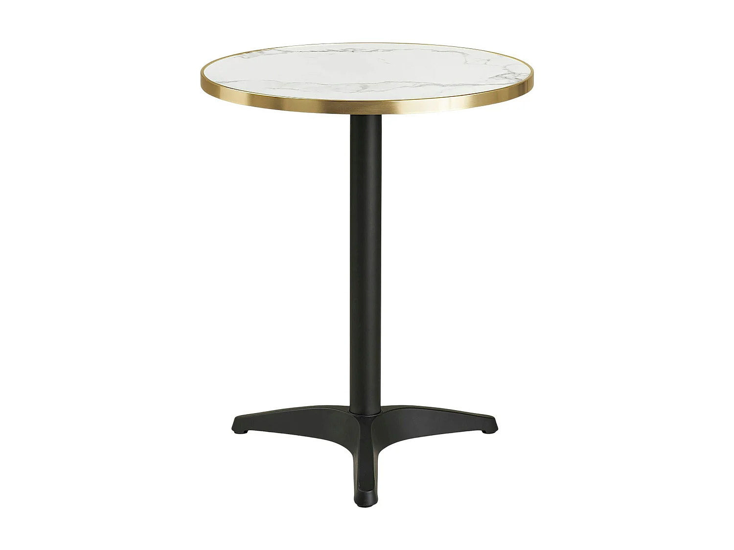 Table bistrot ronde effet marbre blanc pied alu Ø60 cm TORANO