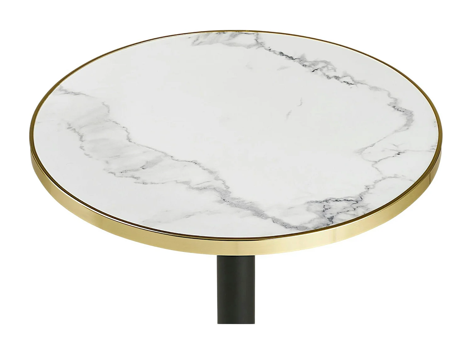 Table bistrot ronde effet marbre blanc pied alu Ø60 cm TORANO