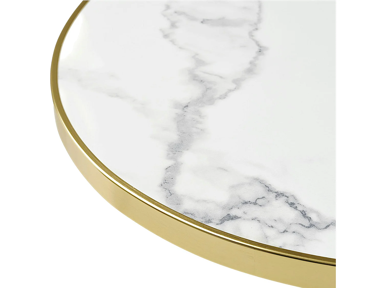 Table bistrot ronde effet marbre blanc pied alu Ø60 cm TORANO