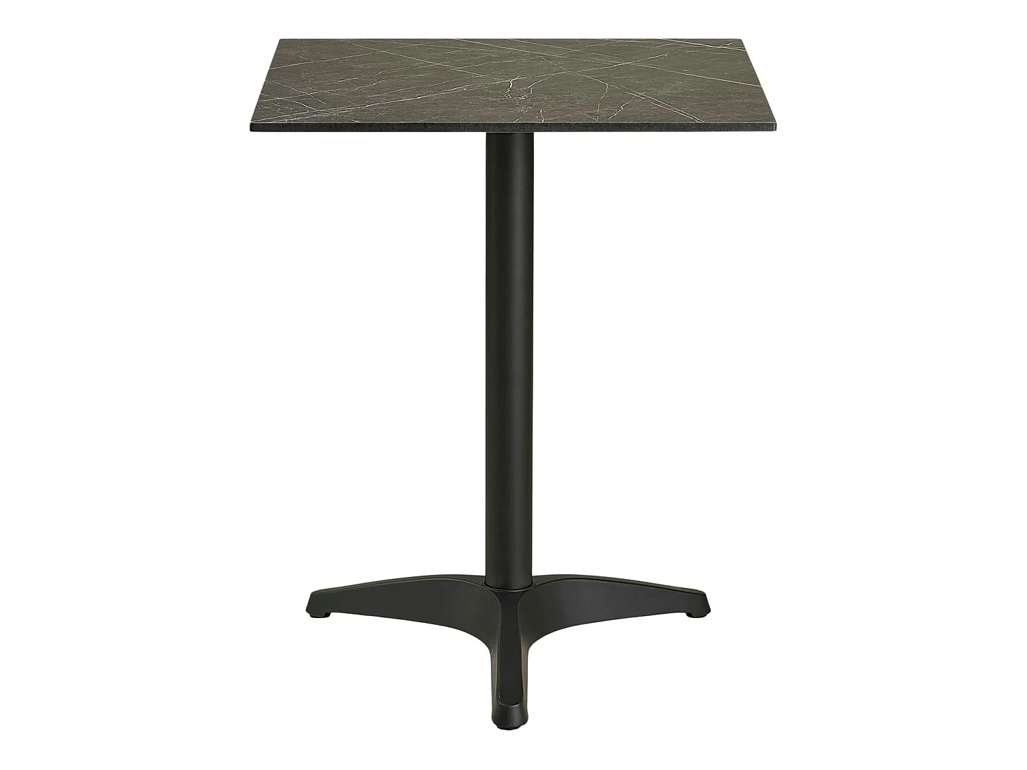 Table bistrot carrée effet marbre gris pied alu 60 cm TORANO