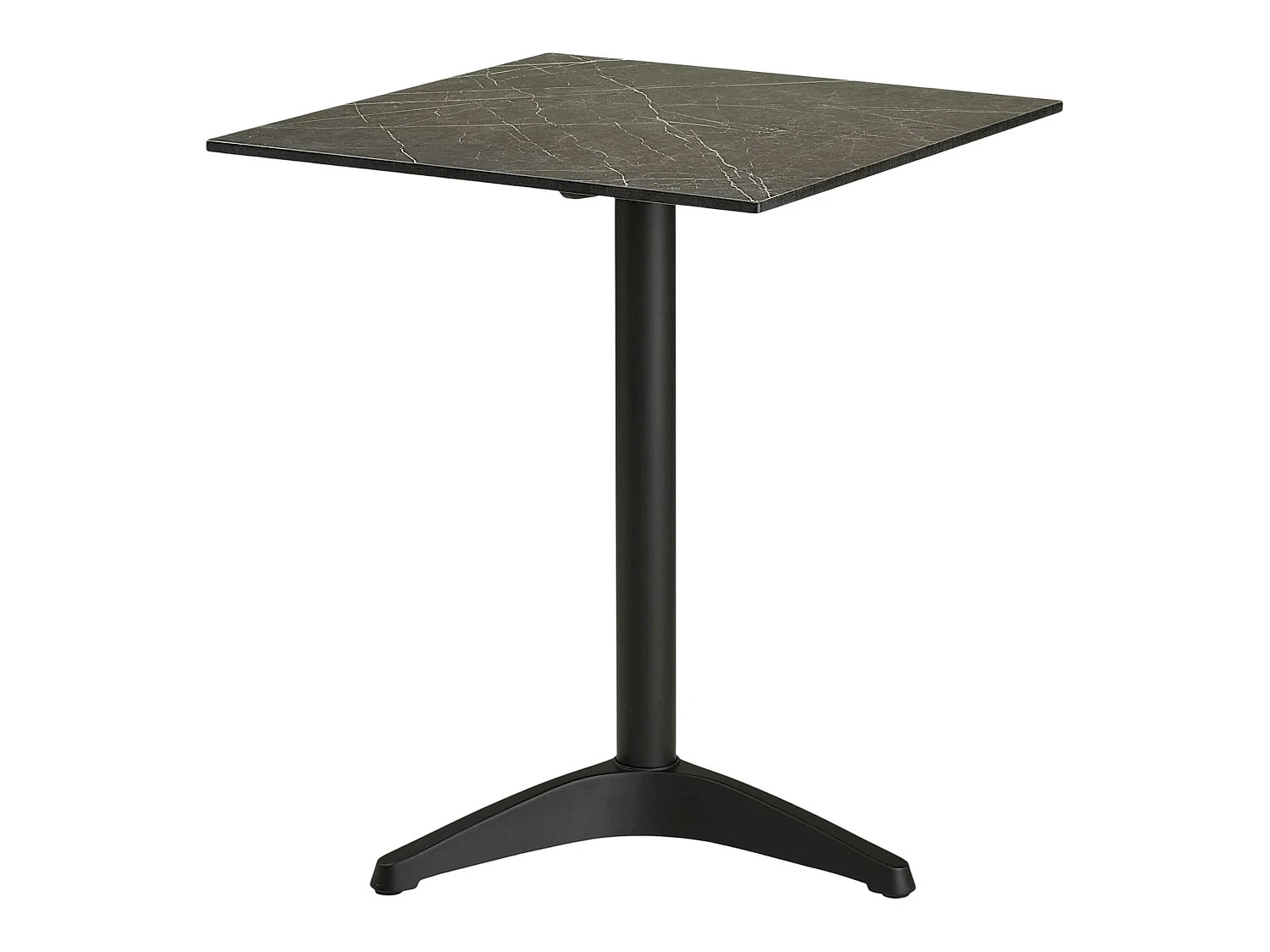 Table bistrot carrée effet marbre gris pied alu 60 cm TORANO