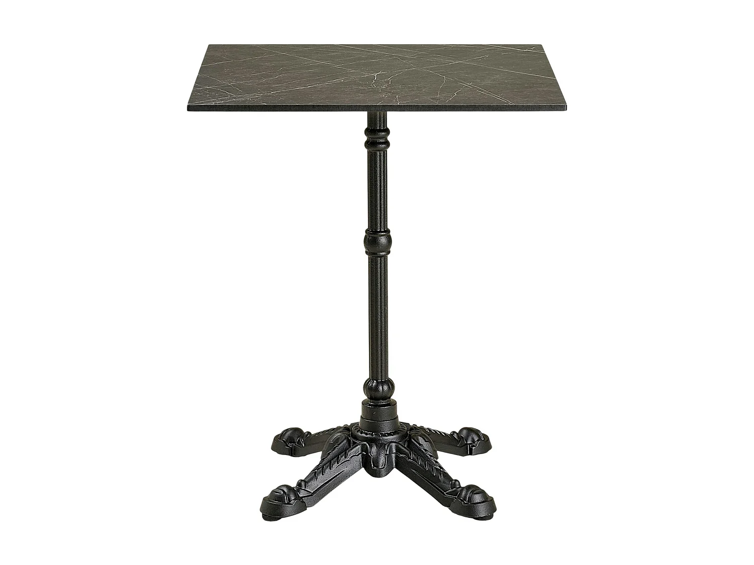 Table bistrot carrée effet marbre gris pied fonte 60 cm TORANO